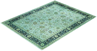 Contemporary Overdyed Wool Hand Knotted Green Area Rug 9' 2" x 12' 1"