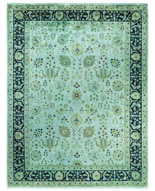 Contemporary Overdyed Wool Hand Knotted Green Area Rug 9' 2" x 12' 1"