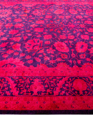 Overdyed Hand-Knotted Wool Modern-Contemporary Pink Area Rug 9' 2" x 11' 9"