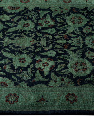 Overdyed Hand-Knotted Wool Modern-Contemporary Green Runner 2' 7" x 12' 0"