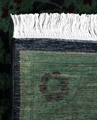 Overdyed Hand-Knotted Wool Modern-Contemporary Green Runner 2' 7" x 12' 0"