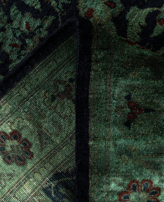 Overdyed Hand-Knotted Wool Modern-Contemporary Green Runner 2' 7" x 12' 0"