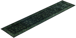Overdyed Hand-Knotted Wool Modern-Contemporary Green Runner 2' 7" x 12' 0"
