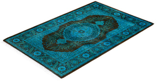 Modern Overdyed Hand Knotted Wool Blue Area Rug 2' 9" x 4' 2"