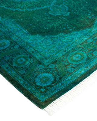 Modern Overdyed Hand Knotted Wool Green Area Rug 2' 7" x 4' 4"