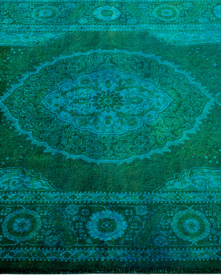 Modern Overdyed Hand Knotted Wool Green Area Rug 2' 7" x 4' 4"