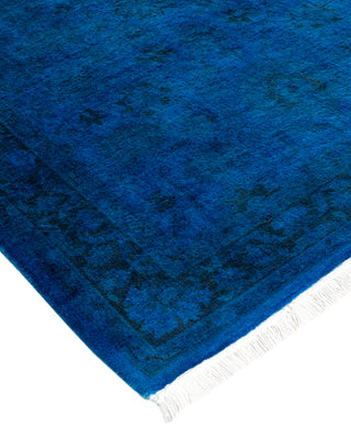 Modern Overdyed Hand Knotted Wool Blue Area Rug 3' 2" x 5' 1"