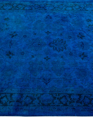 Modern Overdyed Hand Knotted Wool Blue Area Rug 3' 2" x 5' 1"