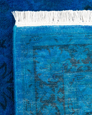 Modern Overdyed Hand Knotted Wool Blue Area Rug 3' 2" x 5' 1"