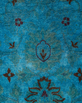 Modern Overdyed Hand Knotted Wool Blue Area Rug 3' 2" x 5' 2"