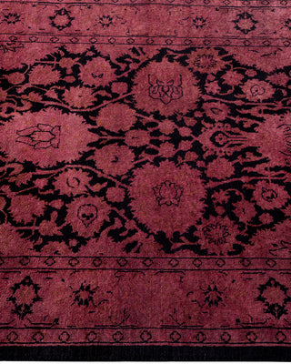 Modern Overdyed Hand Knotted Wool Pink Runner 2' 7" x 12' 4"