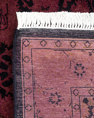 Modern Overdyed Hand Knotted Wool Pink Runner 2' 7" x 12' 4"