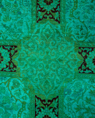 Modern Overdyed Hand Knotted Wool Green Area Rug 9' 3" x 12' 5"