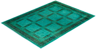 Modern Overdyed Hand Knotted Wool Green Area Rug 9' 3" x 12' 5"