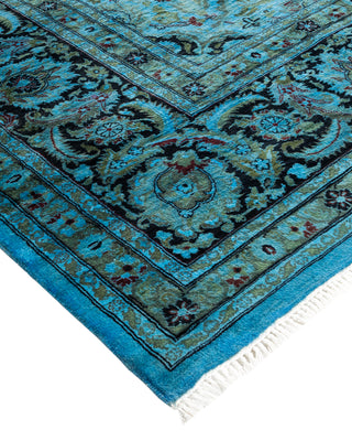 Modern Overdyed Hand Knotted Wool Blue Area Rug 9' 2" x 12' 3"