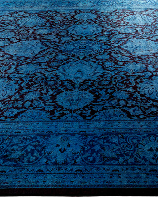 Modern Overdyed Hand Knotted Wool Blue Area Rug 9' 1" x 12' 5"