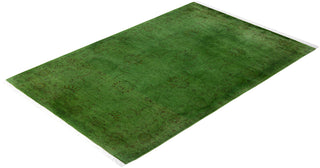 Contemporary Overdyed Wool Hand Knotted Green Area Rug 4' 3" x 6' 4"