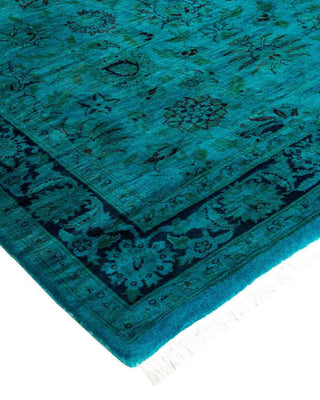 Modern Overdyed Hand Knotted Wool Blue Area Rug 4' 2" x 6' 4"