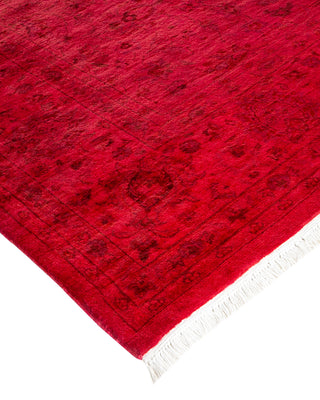 Modern Overdyed Hand Knotted Wool Pink Area Rug 6' 1" x 8' 10"