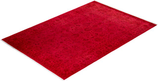 Modern Overdyed Hand Knotted Wool Pink Area Rug 6' 1" x 8' 10"