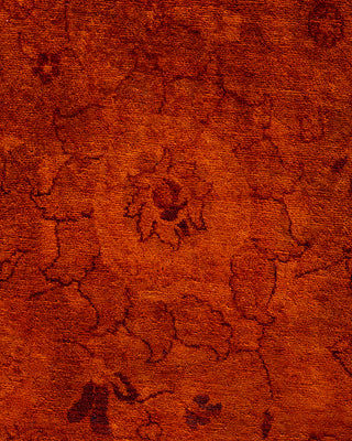 Contemporary Hand-Knotted Overdyed Orange Area Rug 6' 2" x 9' 5"