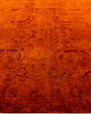 Contemporary Hand-Knotted Overdyed Orange Area Rug 6' 2" x 9' 5"