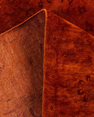Contemporary Hand-Knotted Overdyed Orange Area Rug 6' 2" x 9' 5"
