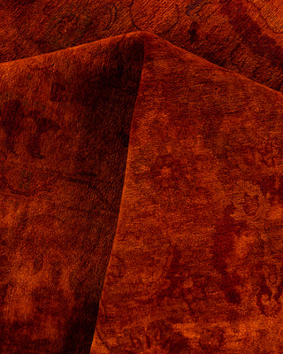 Contemporary Hand-Knotted Overdyed Orange Area Rug 6' 2" x 9' 5"