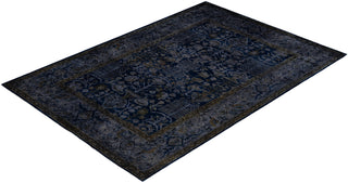Contemporary Overdyed Wool Hand Knotted Navy Area Rug 6' 1" x 8' 10"