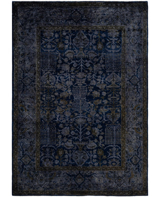 Contemporary Overdyed Wool Hand Knotted Navy Area Rug 6' 1" x 8' 10"