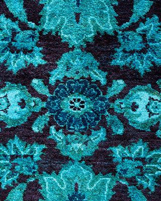 Contemporary Hand-Knotted Overdyed Blue Area Rug 6' 2" x 9' 3"