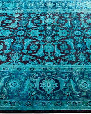 Contemporary Hand-Knotted Overdyed Blue Area Rug 6' 2" x 9' 3"