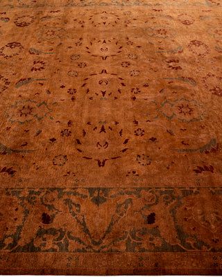Modern Overdyed Hand Knotted Wool Gold Area Rug 9' 1" x 12' 5"