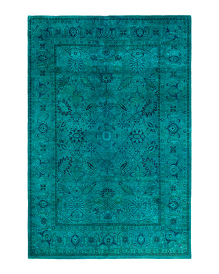 Fine Vibrance, One-of-a-Kind Hand-Knotted Area Rug  - Blue, 6' 3" x 9' 4"