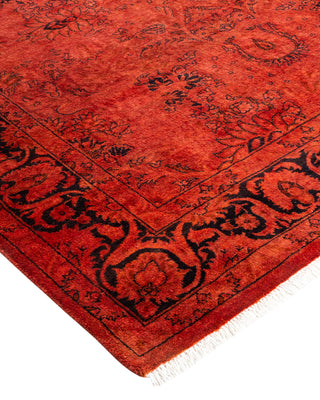 Modern Overdyed Hand Knotted Wool Red Area Rug 4' 1" x 5' 10"