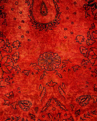 Contemporary Hand Knotted Overdyed Red Area Rug 4' 1" x 5' 10"