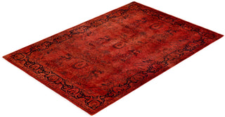 Contemporary Hand Knotted Overdyed Red Area Rug 4' 1" x 5' 10"