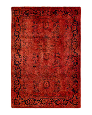 Contemporary Fine Vibrance Red Wool Area Rug 4' 1" x 5' 10"