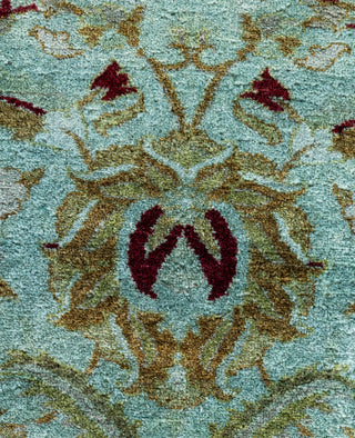 Contemporary Overdyed Wool Hand Knotted Green Runner 2' 6" x 8' 5"