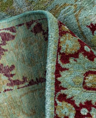 Contemporary Overdyed Wool Hand Knotted Green Runner 2' 6" x 8' 5"