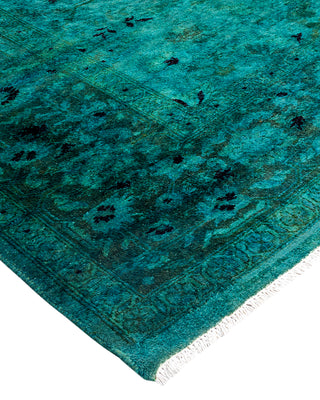 Contemporary Overyed Wool Hand Knotted Green Area Rug 6' 1" x 8' 4"