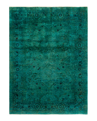 Contemporary Overyed Wool Hand Knotted Green Area Rug 6' 1" x 8' 4"