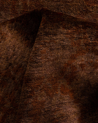Contemporary Hand Knotted Overdyed Brown Area Rug 4' 2" x 6' 6"