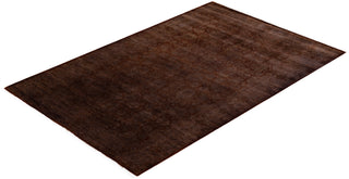 Modern Overdyed Hand Knotted Wool Brown Area Rug 4' 2" x 6' 6"