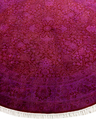 Modern Overdyed Hand Knotted Wool Purple Round Area Rug 5' 1" x 5' 1"