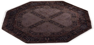 Modern Overdyed Hand Knotted Wool Navy Octagon Area Rug 5' 1" x 5' 1"