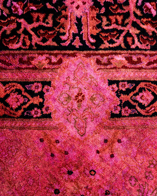 Modern Overdyed Hand Knotted Wool Pink Octagon Area Rug 4' 1" x 4' 1"