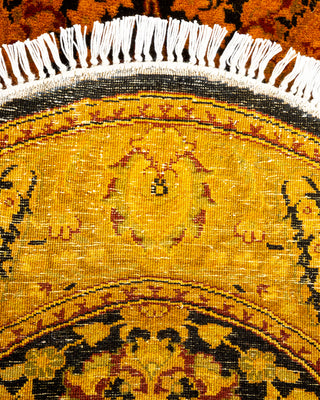 Contemporary Hand-Knotted Overdyed Gold Oval Area Rug 3' 1" x 4' 7"