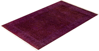 Contemporary Hand-Knotted Overdyed Purple Area Rug 4' 0" x 6' 3"