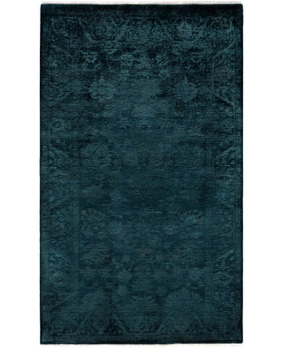 Contemporary Overdyed Wool Hand Knotted Green Area Rug 3' 3" x 5' 2"